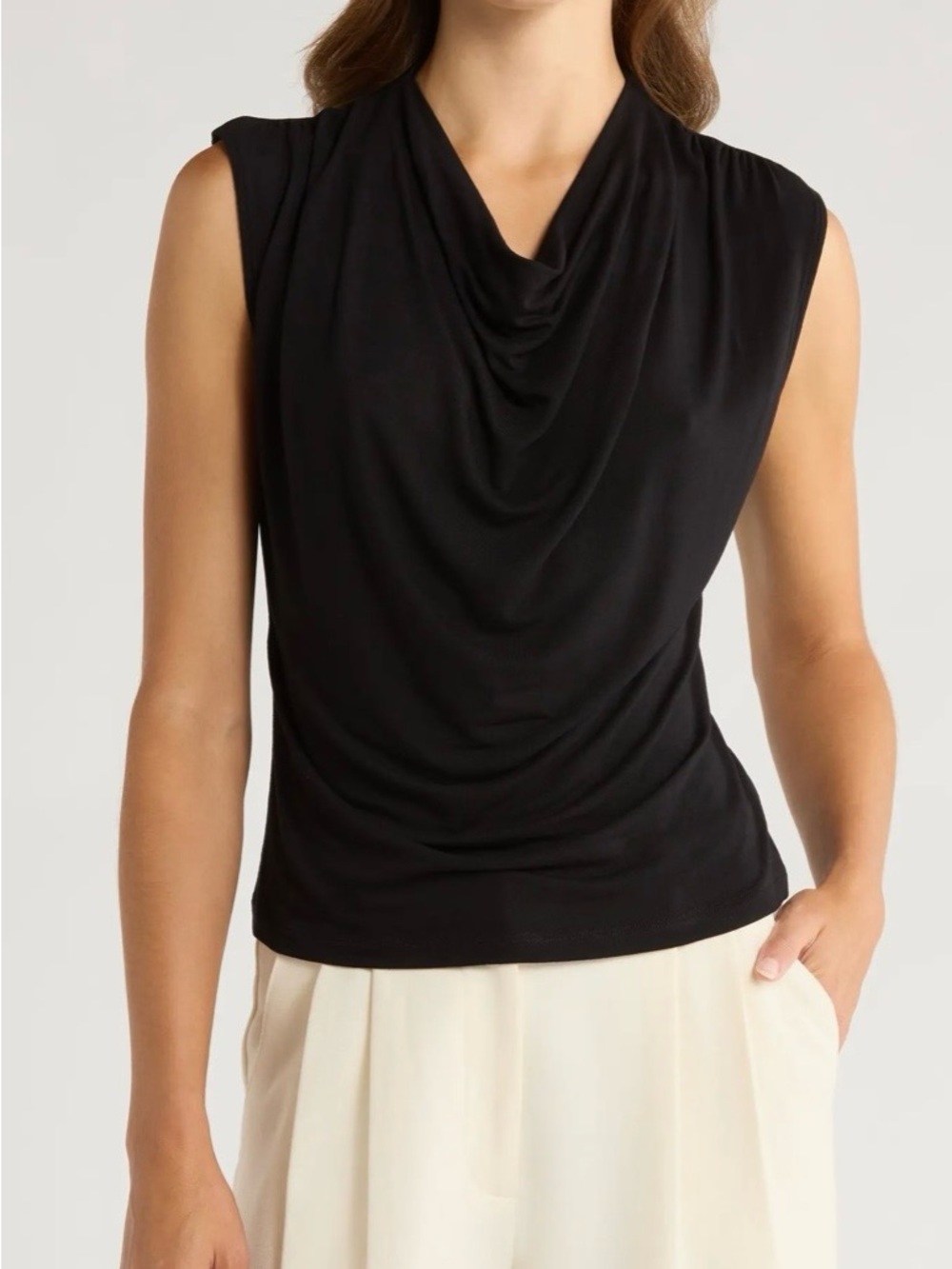 NWOT Vince Cowl Neck Sleeveless Top in Black Size XS